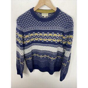 Lorenzo Magni Woman M Wool Blend Blue Pullover Knit Sweater Italy Textured